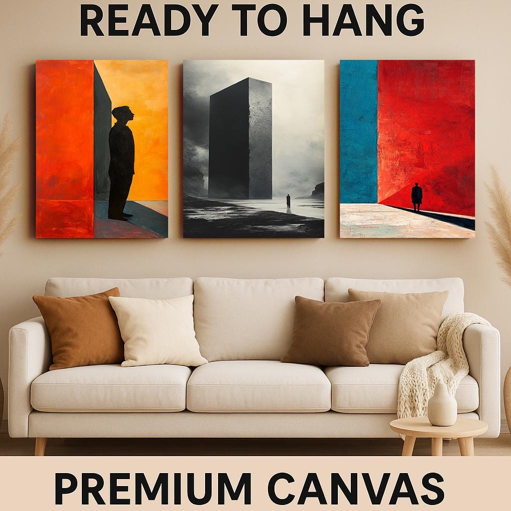 Surrealist Monolith Print Set: Minimalist Color Block Wall Art