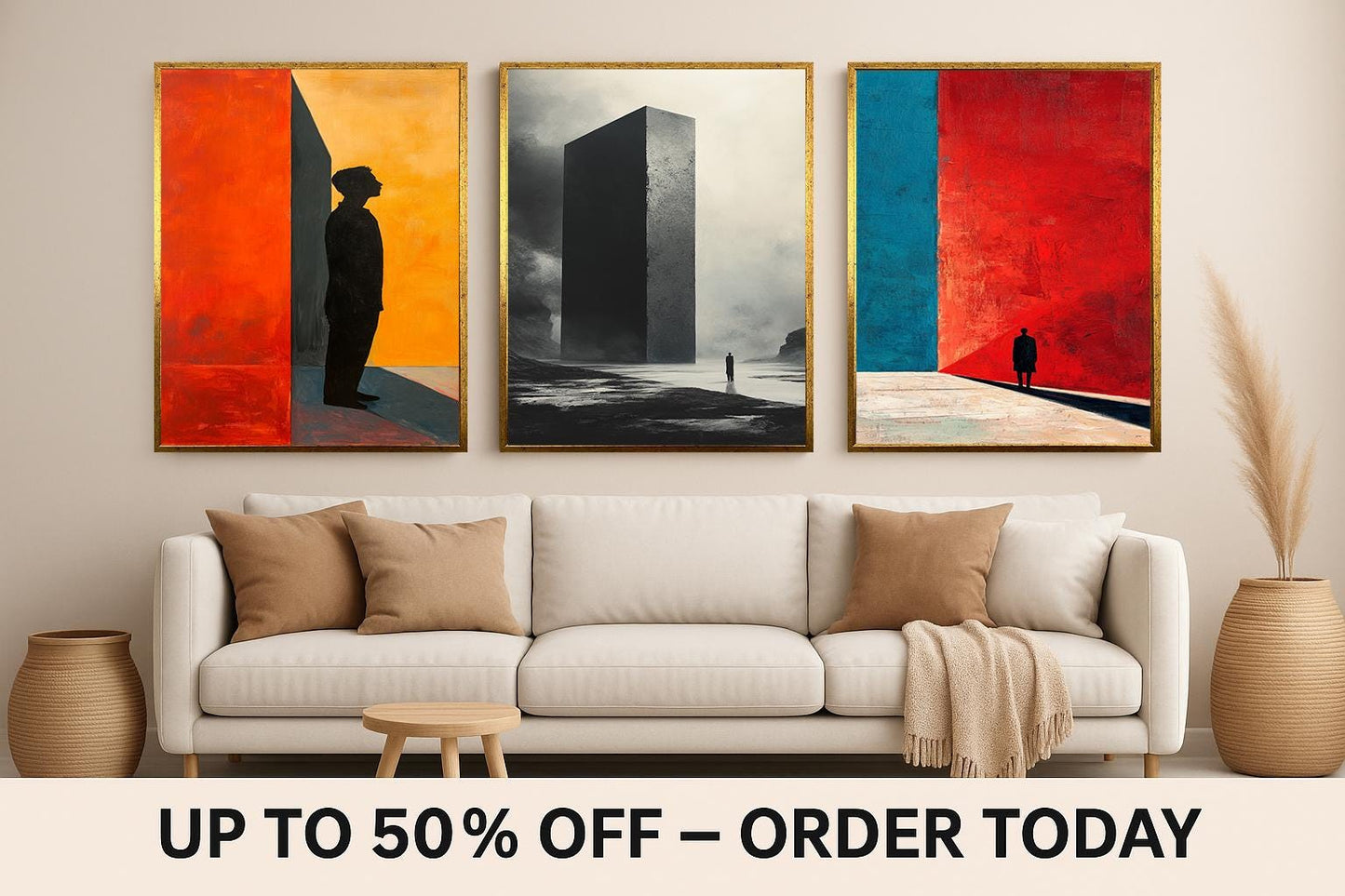 Surrealist Monolith Print Set: Minimalist Color Block Wall Art