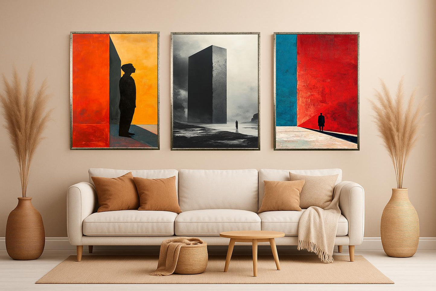 Surrealist Monolith Print Set: Minimalist Color Block Wall Art