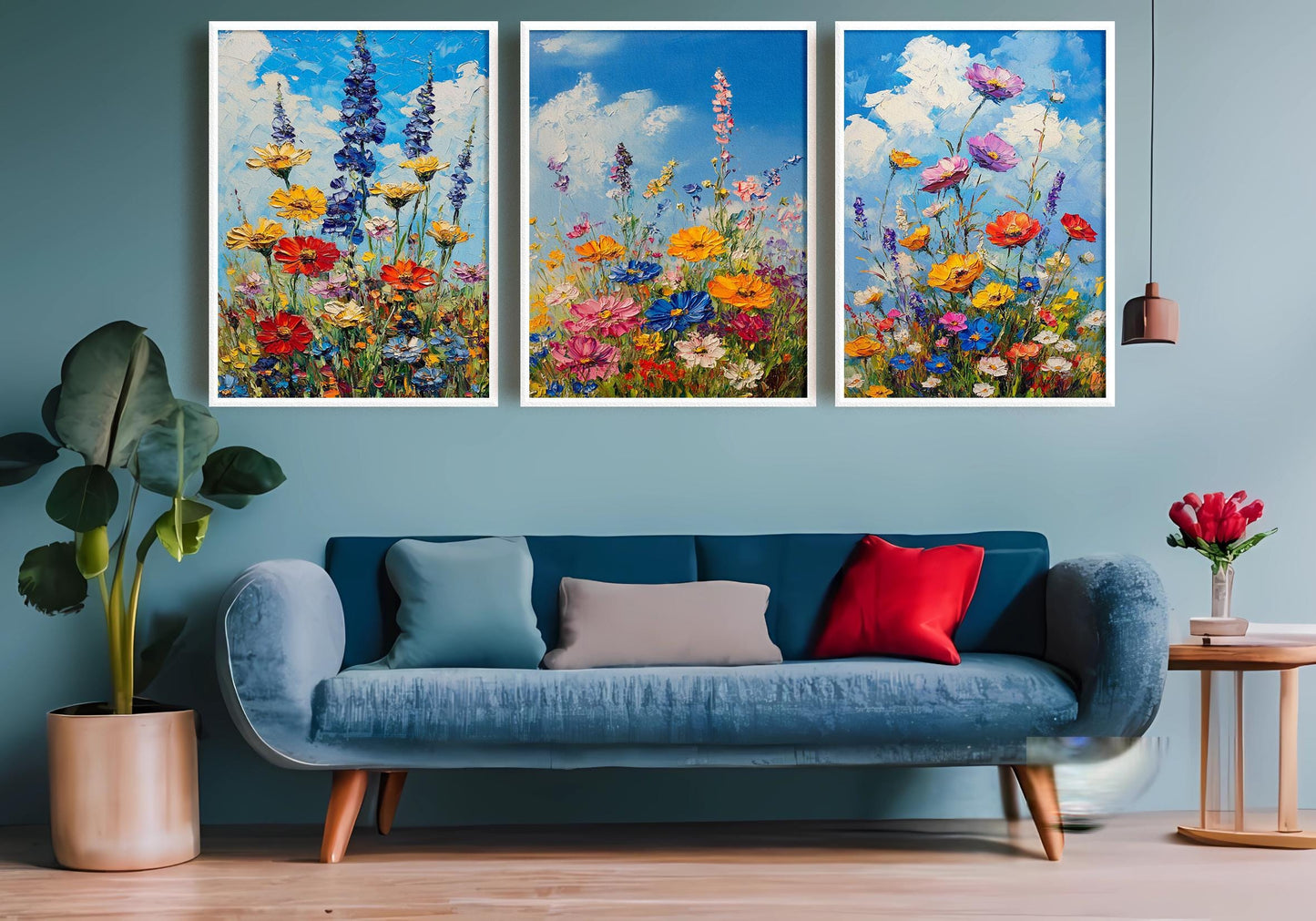 Wildflower Field Canvas Art: Vibrant Floral Oil Painting Print