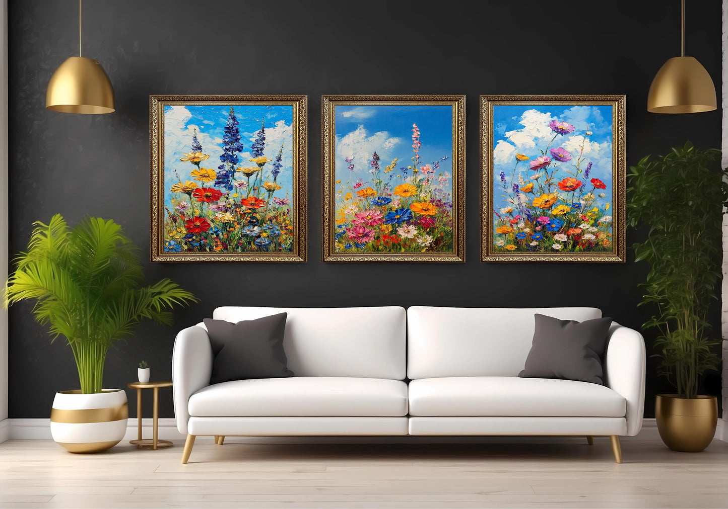 Wildflower Field Canvas Art: Vibrant Floral Oil Painting Print