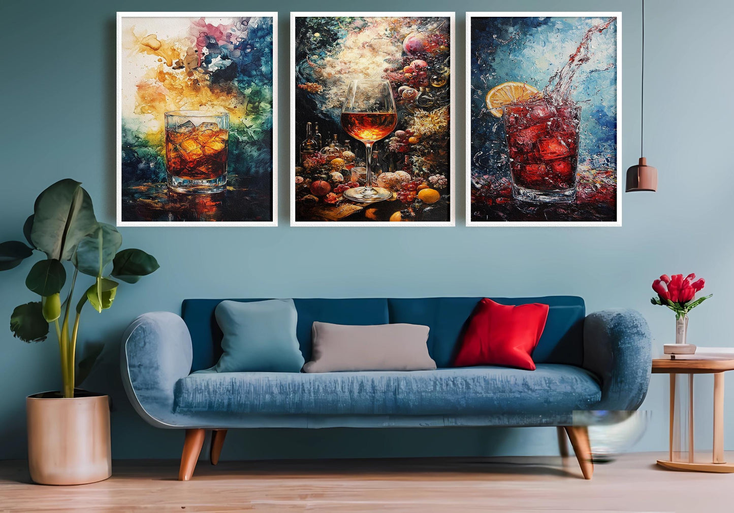 Cocktail Canvas Print Set: Modern Abstract Bar Wall Art