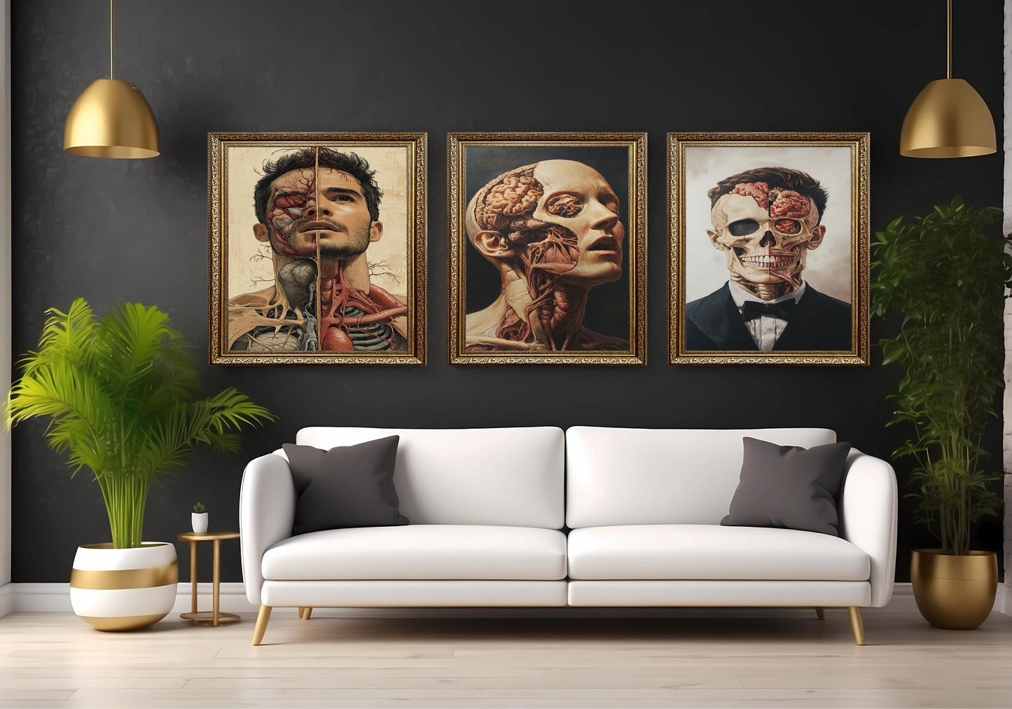 Anatomical Art Prints: Skeleton, Brain & Muscle - Gothic Medical Decor
