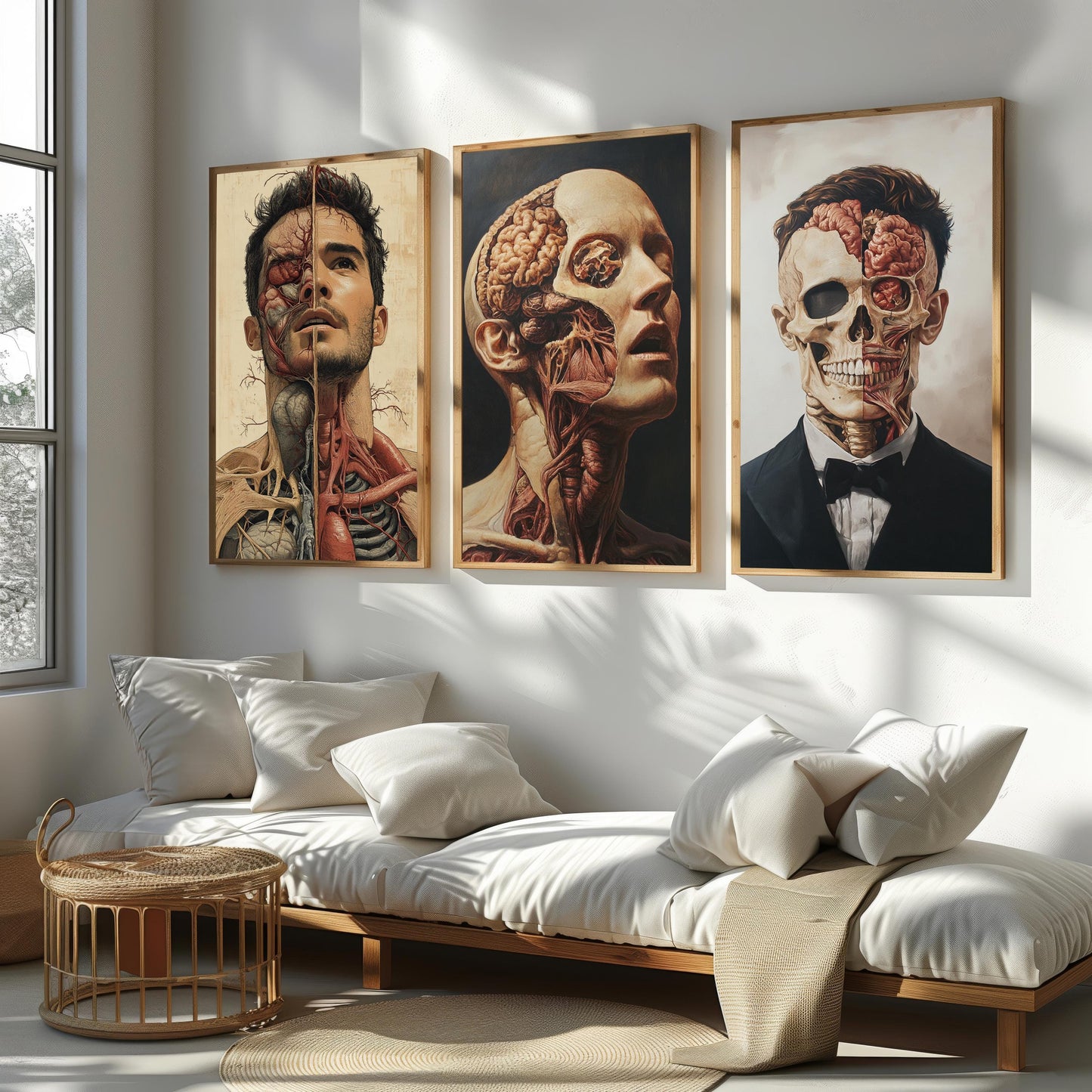Anatomical Art Prints: Skeleton, Brain & Muscle - Gothic Medical Decor