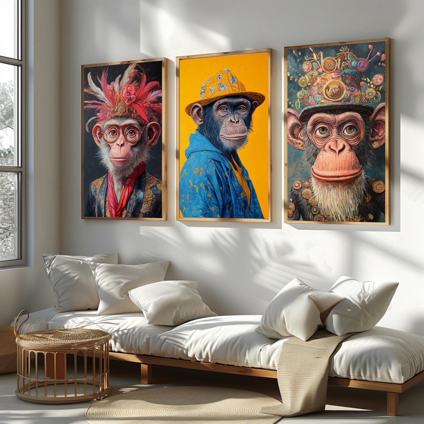 Funky Monkey Portrait Art Set: Eclectic Animal Prints