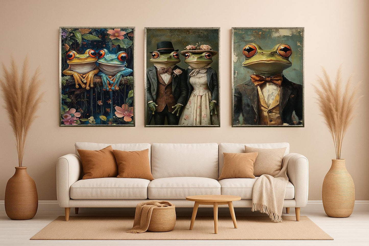 Victorian Frog Print Set: Dapper Animal Wall Art