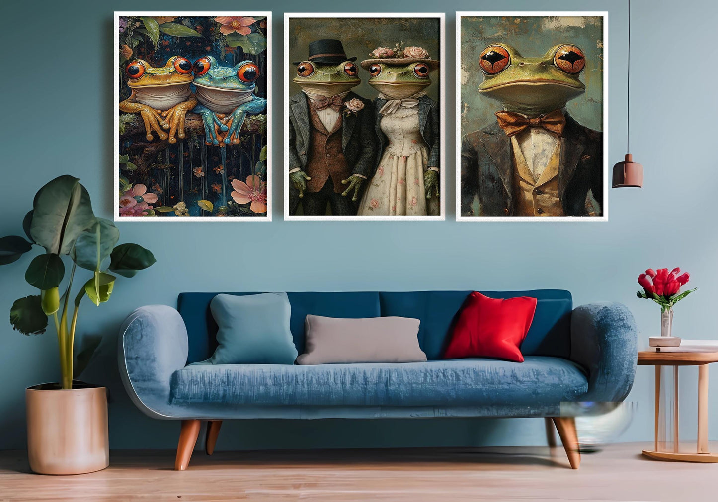 Victorian Frog Print Set: Dapper Animal Wall Art
