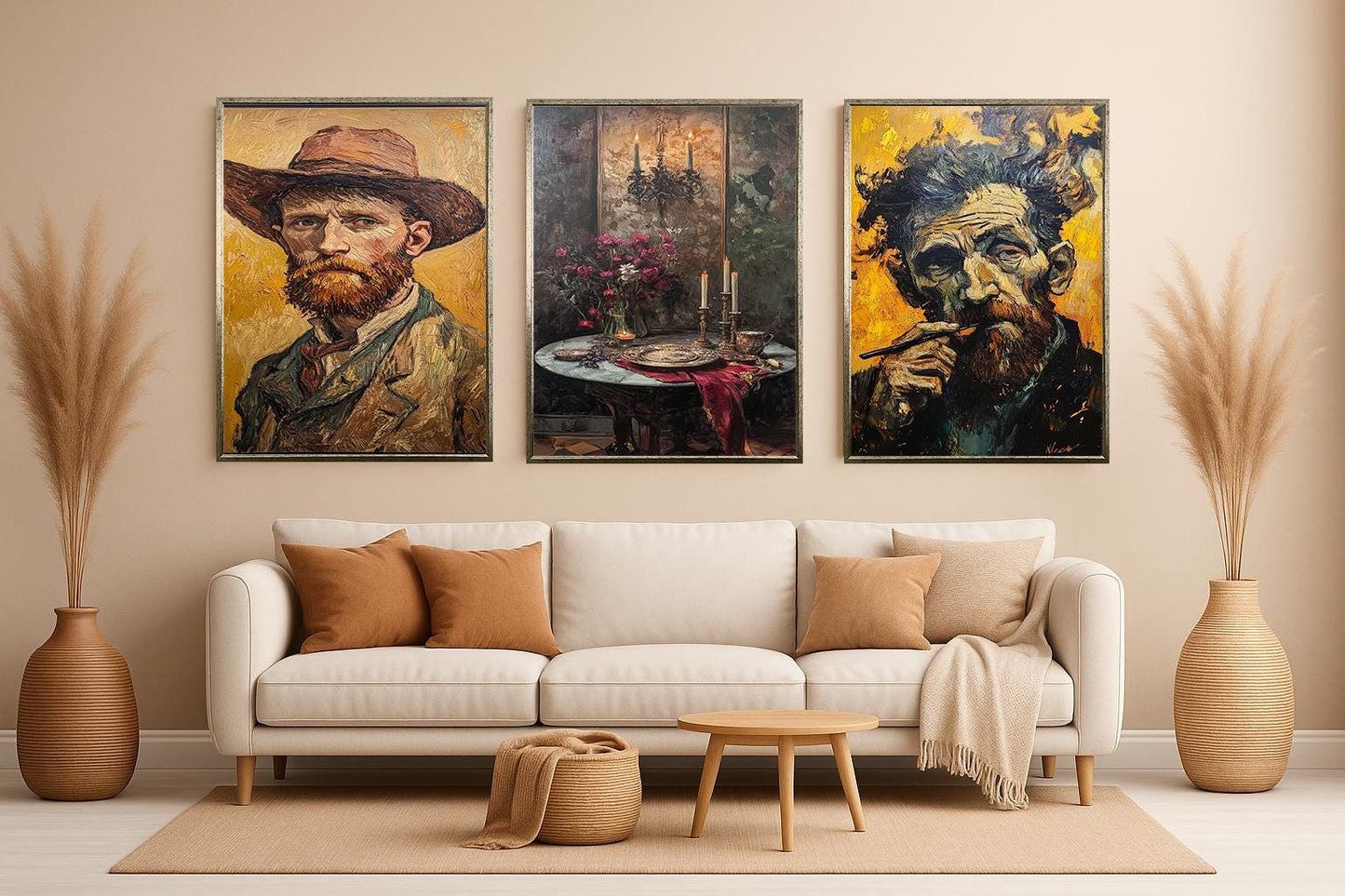 Van Gogh Art Prints Set: Starry Night, Portraits, Expressionist Wall Decor