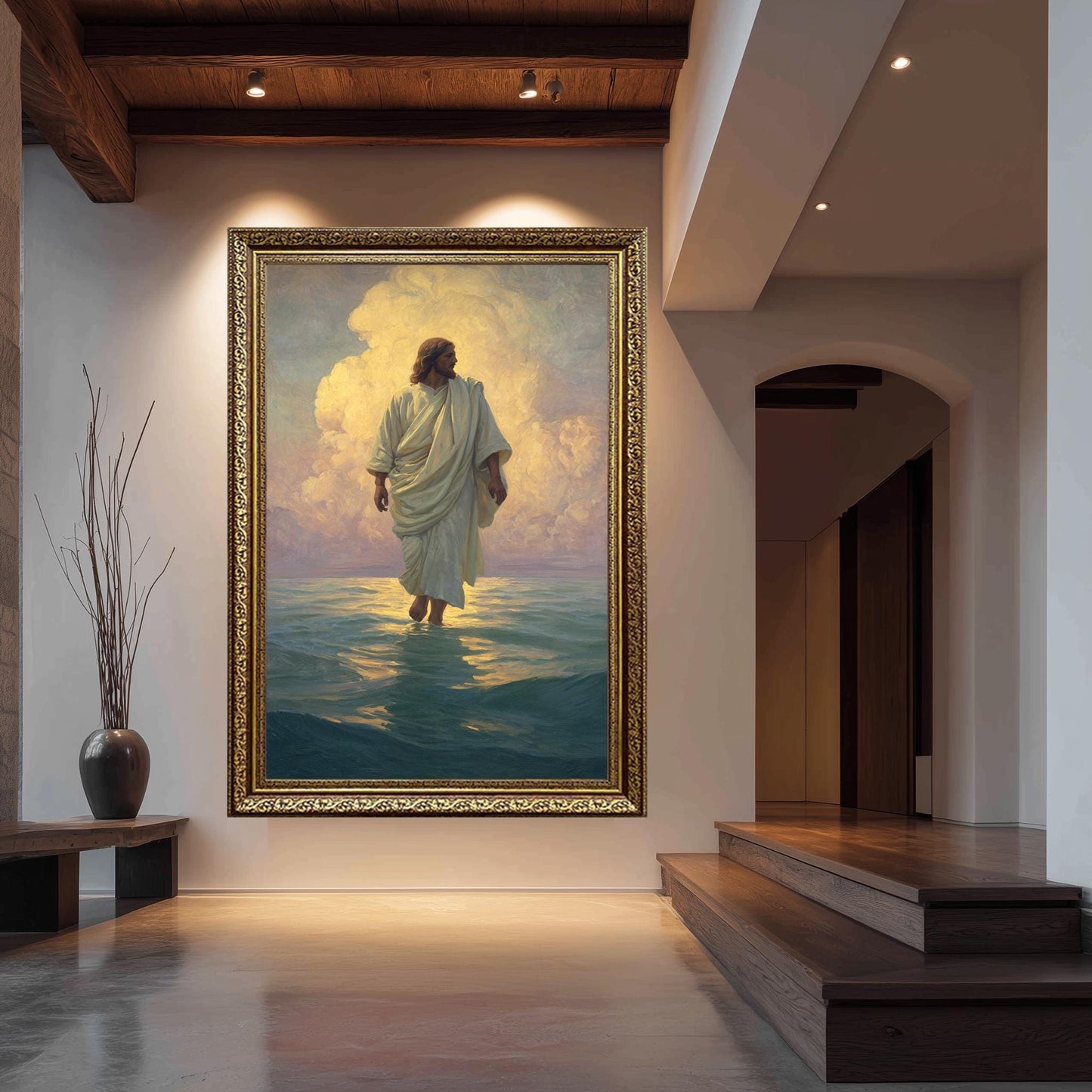 Jesus Walking on Water Canvas Print: Christian Religious Wall Art