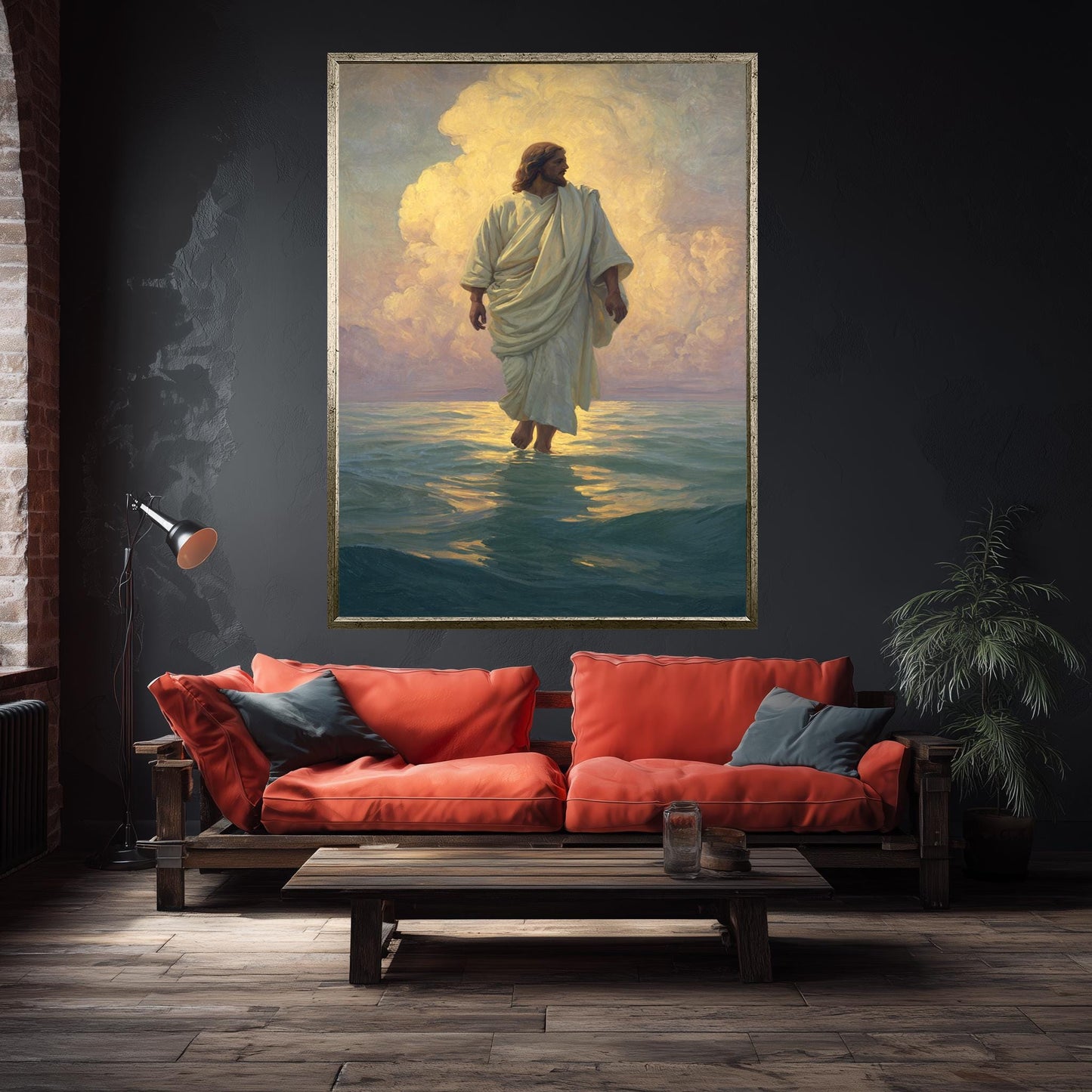 Jesus Walking on Water Canvas Print: Christian Religious Wall Art