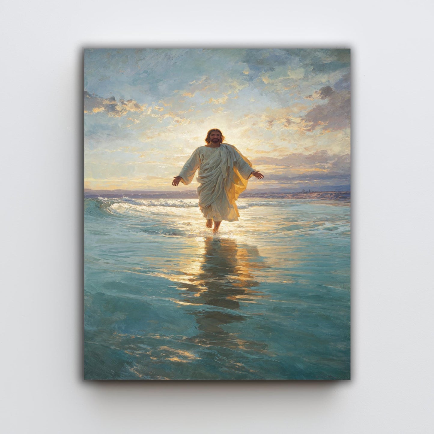 Jesus Walking on Water Canvas Art: Christian Scripture, Divine Savior