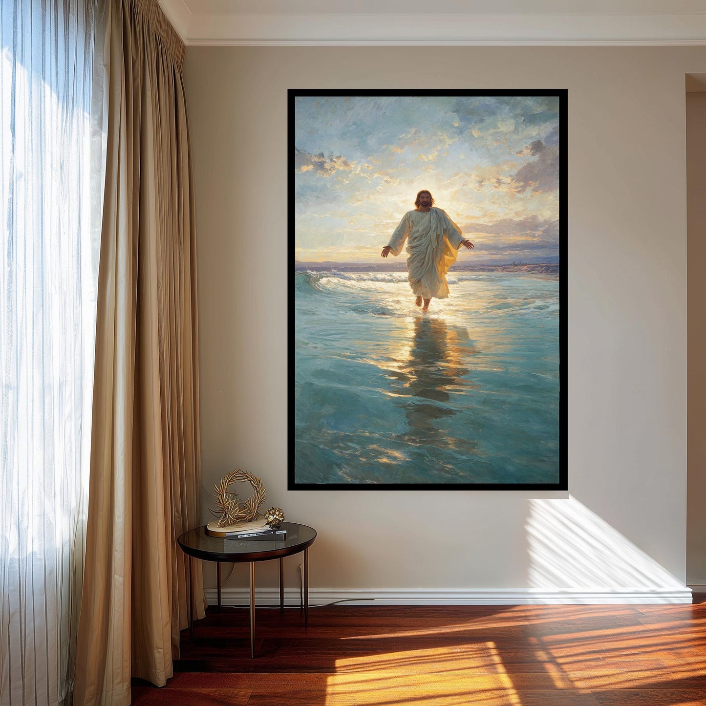 Jesus Walking on Water Canvas Art: Christian Scripture, Divine Savior