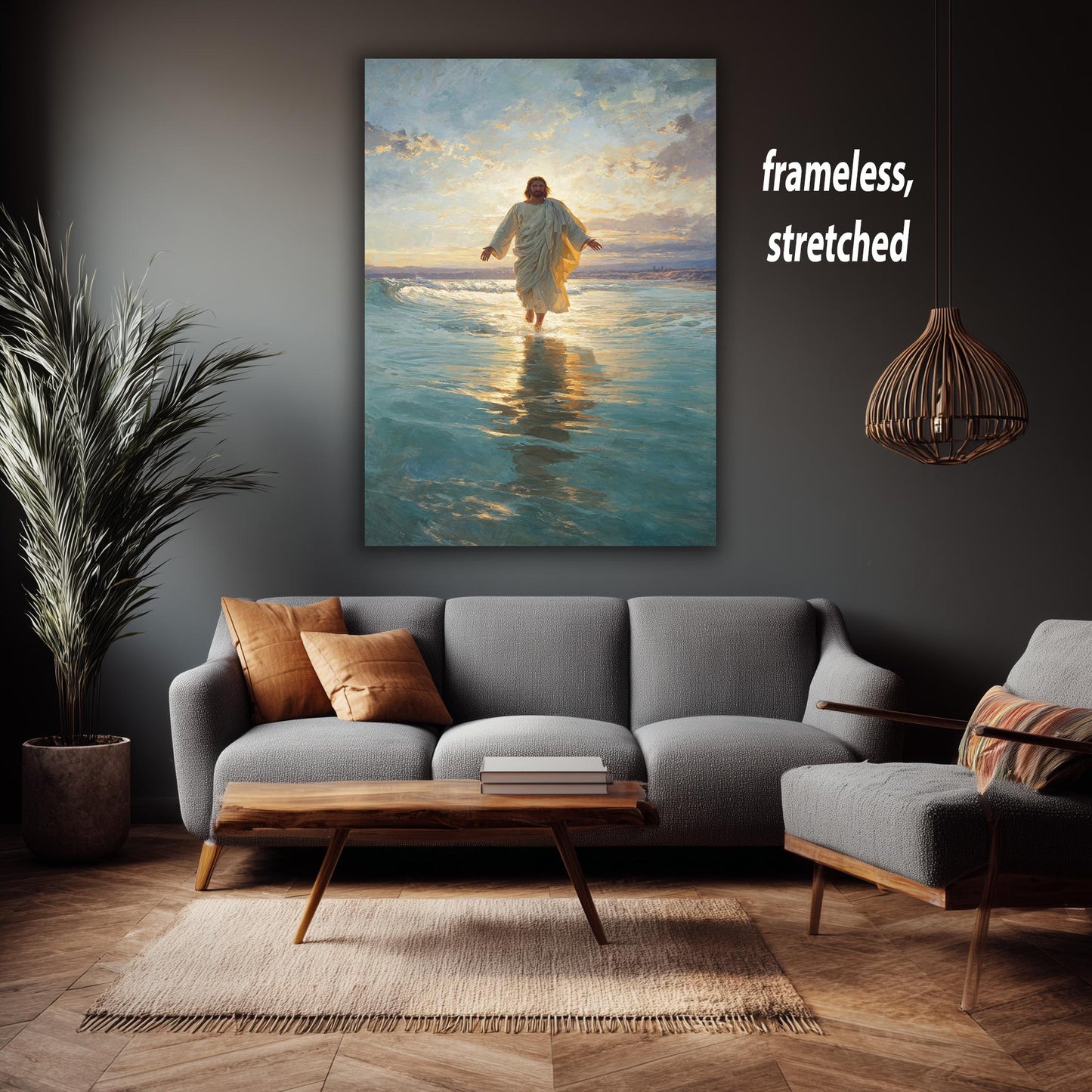 Jesus Walking on Water Canvas Art: Christian Scripture, Divine Savior