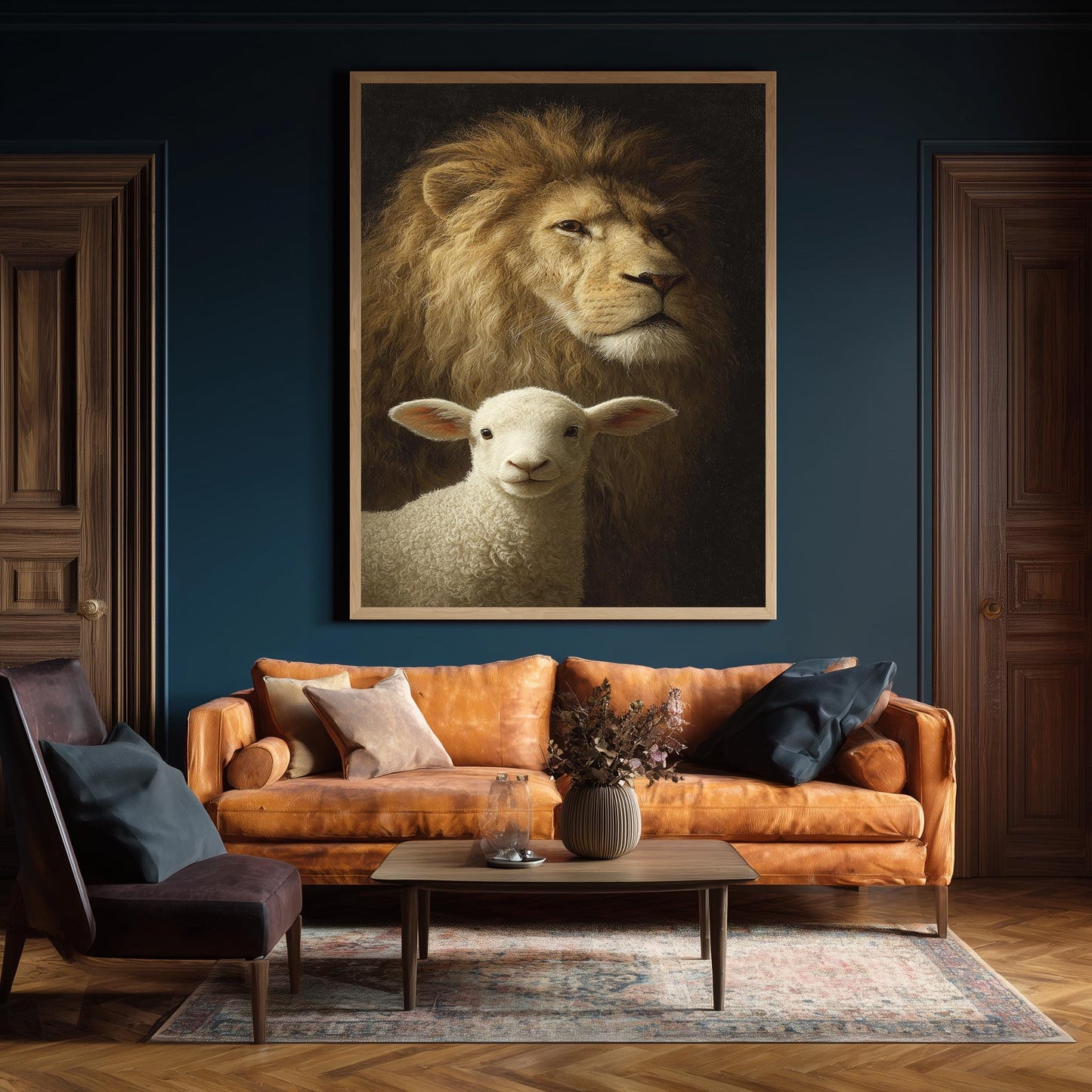 Lion and Lamb Canvas Print: Symbolic Spiritual Art