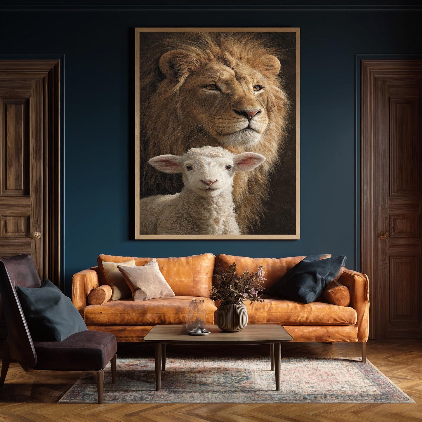 Lion and Lamb Canvas Print: Symbolic Spiritual Art