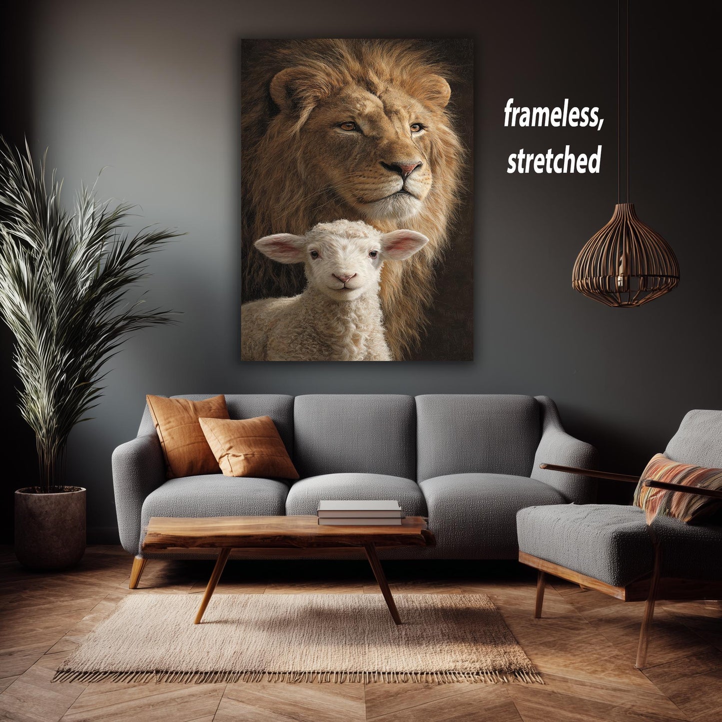 Lion and Lamb Canvas Print: Symbolic Spiritual Art