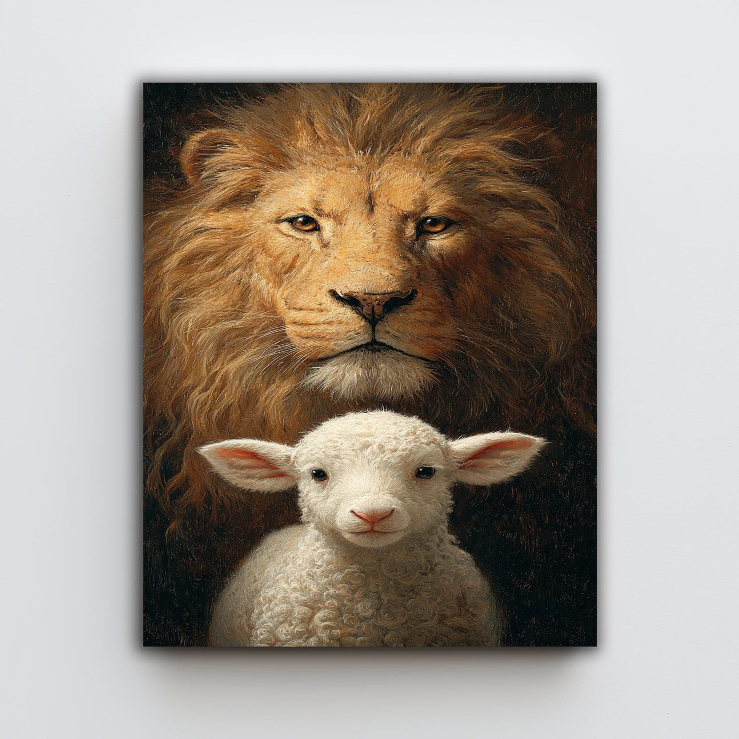 Lion and Lamb Canvas Art: Spiritual Symbolism, Courage & Innocence